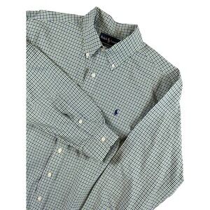 Ralph Lauren Classic Fit Blue And Green Checkered Button Down Shirt Mens Size XL
